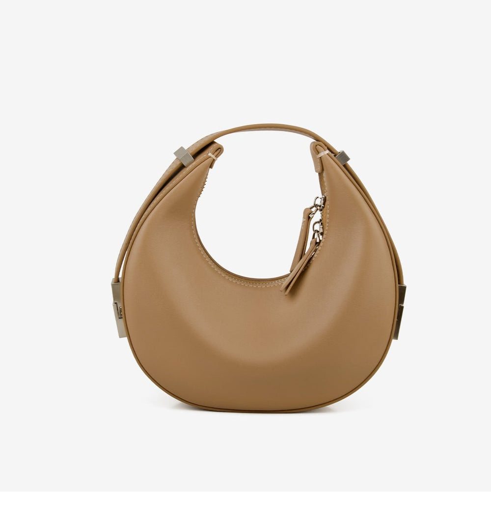 Genuine Leather Half Moon Bag Handbag High Quality Round - Julie