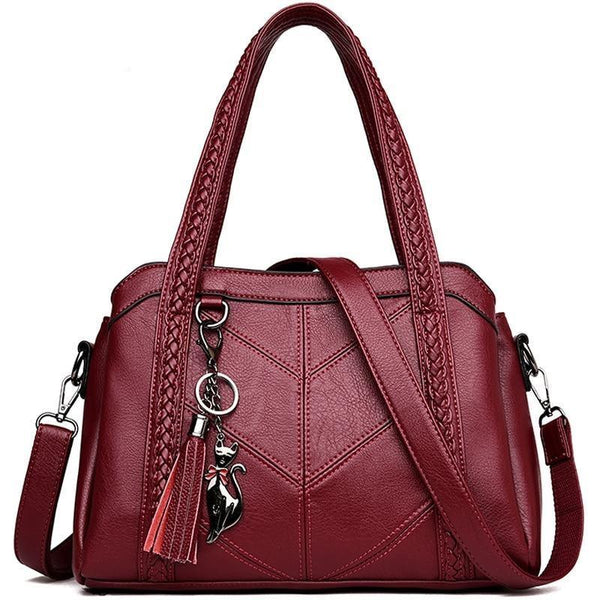 Women's red Tresor quilted calf leather shoulder bag - JULIE