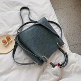 Stone Pattern Leather Bucket Bag