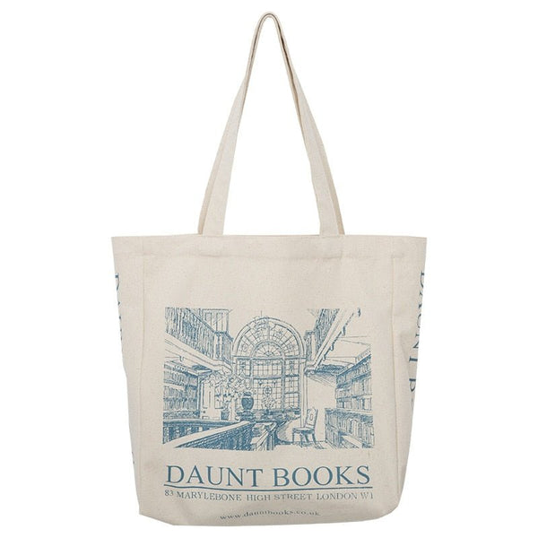 Women Canvas Shoulder Bag Paris Letters Print Shopping Bag Eco